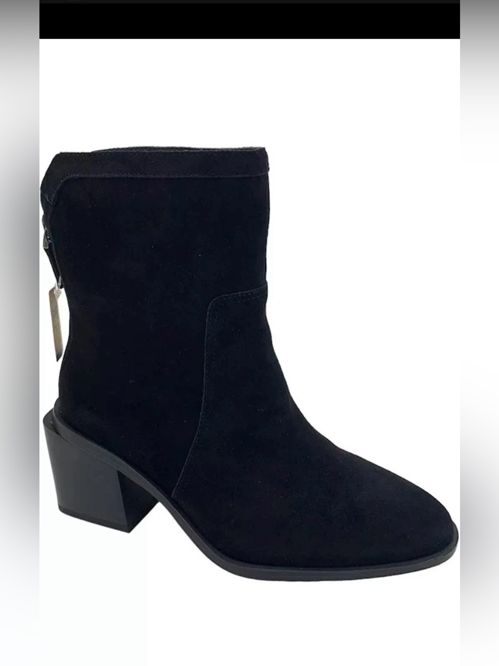 Vince Camuto Black Suede Mid-Calf Block Heel Ankle Boots new no box.